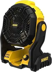 DEWALT DCE512N-XJ Job Sight 18 mph 3-Blade Yellow/Black Cordless Outdoor Blower Fan with Stepless Airflow Adjustment and 14 Adjustable Angles