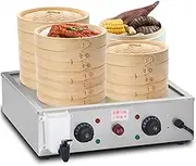 Four-Hole Electric Steamed Buns Machine, 30-110℃ Temperature Commercial Stainless Steel Food Steamer, 4000W Food Warmer Steamed Bun Oven, Prevent dry burning
