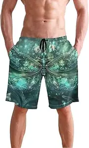[XYMZR] Fantasy Green Dragonfly Men's Swim Trunks Quick-Dry Bathing Suit Swimming Board Shorts S