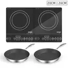 Dual Burners Cooktop Stove with 20cm 26cm Induction Frying Pan Skillet