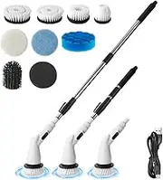 Electric Spin Scrubber, Cordless Bath Tub Power Scrubber with 8 Replaceable Drill Brush Heads, Shower Cleaning Brush with Adjustable Handle for Bathroom, Tile Floor & Car Electric Scrubber