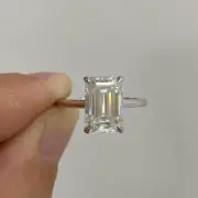 2.00 Ct Emerald-Cut VVS1 Moissanite Engagement Ring 14k White Gold Plated