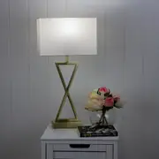 Oriel Lighting KIZZ Antique Brass Stylish Bedside Lamp with Polyester Shade