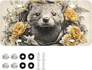 License Plate Animal Face Flower Personalized Car Front Decoration Rust-Proof Stainless Steel Vanity Car Tags Fit Standard Plates for Women Men 6 x 12 Inch