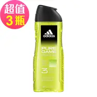 在飛比找誠品線上優惠-adidas愛迪達男性三合一潔顏洗髮沐浴露(超越挑戰)x3罐