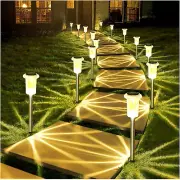 10-PK Outdoor Solar Lights - Waterproof LED Stainless Steel Pathway (WARM WHITE)