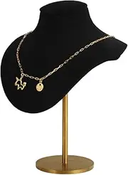 GemeShou Black necklace holder bust for girls, Velvet hanging jewelry organizer, Small necklace mannequin, Metal necklace display stands for selling【Black】