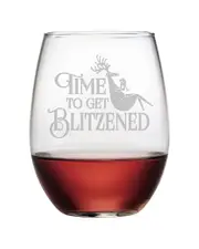 Susquehanna Glass Blitzened Set of Four Stemless 21oz Wine Glasses