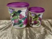 Tupperware Beautiful New Set of 2 Canisters 3.1L and 1.3L Hummingbird Theme