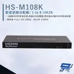 昌運監視器 HANWELL HS-M108K 影音訊號分配器 解析度4K2K HDMI1入8出