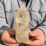 600g Natural White Quartz Healing Obelisk Crystal Wands Reiki Tower Point