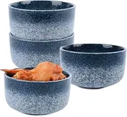 8 oz Ramekins for Baking,Ceramic Souffle Dish Oven Safe Set of 4,Porcelain Dipping Sauce Bowls for Pudding, Creme Brulee, Souffle, Serving Dip, Custard, Ice Cream(Blue)