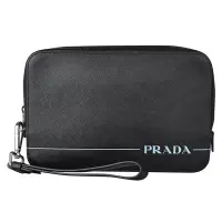 在飛比找momo購物網優惠-【PRADA 普拉達】PRADA SAFFIANO藍字壓印L