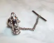 New NOS Silver Tone Hydrant Firefighter Fire Department Tie Pin Tack