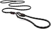 EzyDog Luca Rope Dog Leash - Slip Collar and Lead for Dogs - Best Slip Leads for Training - Durable 9cm Wide Climbing Rope with Reflective (170cm, Black)