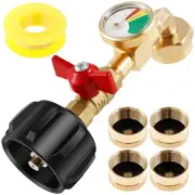 Propane Refill Adapter w/ Gauge Control Valve 90° Elbow Propane Refill Adapter