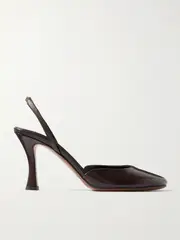 [NEOUS] NEOUS - Baten Glossed-leather Slingback Pumps - Brown - IT37.5 IT 37.5 Brown