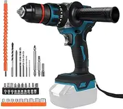 Cordless Drill Driver Compatible with Makita 18V Battery, 1350RPM Brushless Impact Drill with 20+3 Clutch, 120N.m Torque, 13mm Chuck, Screwdriver and Drill Bits Set for Drilling Walls, Wood, Metal