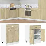 Drawer Bottom Cabinet Sonoma Oak 60x46x81.5 cm Engineered Wood,Sonoma Oak Drawer Bottom Cabinet with Ample Kitchen Storage Storage Cabinets