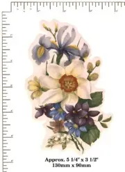 1 Ceramic decal VINTAGE FLOWERS Floral Violets Iris Approx 5 1/4" x 3 1/2" PD58