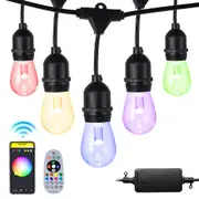 Groverdi 98FT LED Festoon Light Smart RGB String Lights Christmas Party Wedding Outdoor Waterproof