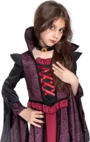 Girls Vampire Child Costume - Medium from Jazgrom, Dress w/Collar and Choker NEW