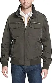 [Tommy Hilfiger] Men's Water Resistant Performance Bomber Jacket (Standard and Big & Tall), Army Green, X-Large Tall