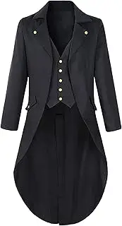 KEOYA Men's Gothic Steampunk Tailcoat Medieval Victorian Renaissance Jacket Button Down Tuxedo