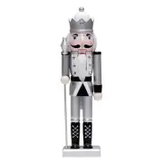 36cm Silver Nutcrackers King Figure Christmas Puppet Decoration Ornament