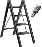 4 Step Ladder, Folding Step Stools with Wide Anti-Slip Pedal 330lbs Aluminum All