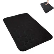 Bath Mat Anti Slip Cobblestone Embossed Quick Drying Absorbent Bath Stone Mat -Black