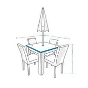 Custom Square/Rectangle Outdoor Table With Chairs Set w/ Umbrella Hole Covers