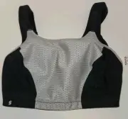 Glamorise 36G Double Layer Custom Control Sport Bra Black/Gray Style 1166 NWT