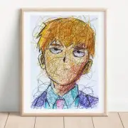 Arataka Reigen Ballpoint Pen Print, Mob Pyscho Art Poster
