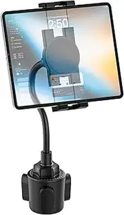 Car Cup Holder Tablet Mount for 4.7"-13" Phone & iPad - Adjustable 10.5" Gooseneck Arm Car Cupholder Tablet Stand Compatible with iPad Pro/Air/Mini, Galaxy Tab, iPhone, Tablets