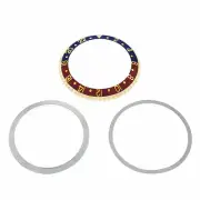 BEZEL + RETAINING INSERT FOR ROLEX GMT 18KY REAL GOLD 1675, 16750, 16753 PEPSI
