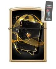 Zippo 4344 Ace of Hearts High Polish Brass Finish Lighter + FLINT PACK