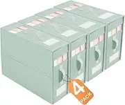 [LOFEE] 4 Pack Foldable Linen Wardrobe Organizers and Storage Box (King & Queen Size) with Two Window Bedding Set Pillow Cube Organizer (Green)