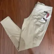 NWT Kerrits flow rise knee patch performance riding breech in tan Sz XL