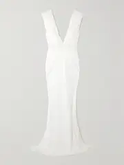 [16ARLINGTON] 16ARLINGTON - Sina Cape-effect Crepe Gown - White - UK 8 UK 8 White