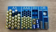 Battery Organizer Box - Fits 30 AA, 40 AAA, 8 9V, 20 CR2032, 10 CR2450