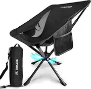 SIRCLES Portable Swivel Camping Chair, 8 Seconds Setup, Foldable in 5 Seconds, Ultralight & Strong, Aircraft Alloy, Spacious with 2 Side Pockets, Oxford Cloth, Camping, Fishing, Beach