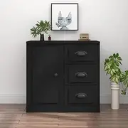 Black Engineered Wood Sideboard 70x35.5x67.5 cm - Modern Storage Cabinet for Dining Room, Kitchen, or Living Room - Sleek Accent Furniture Piece with Ample Storage and Display Area