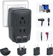 2018 Upgraded C11 2000W Voltage Converter for Hair Dryer, Hair Straightener, Flat Iron, Set Down 220V to 110V International Travel Transformer with 2-Port USB Charging, UK/AU/US/EU Plug Adapter