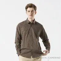 在飛比找momo購物網優惠-【ROBERTA 諾貝達】男裝 咖啡色印花長袖襯衫-純棉合身
