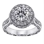 3.80 CT TW Halo Diamond Designer Engagement Ring in 18k White Gold (G-H SI)