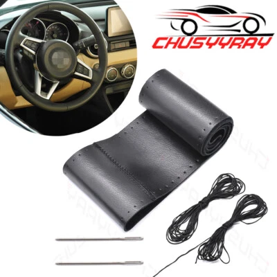 15" DIY STEERING WHEEL COVER GENUINE LEATHER FOR DODGE RAM 1500/2500/3500 03-08 (for: Kia)