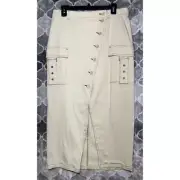 Venus 90s Style Sz 12 Front Angle Split Cargo Midi Skirt Laganlook High-Waisted