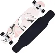 Sports Longboard Skateboard, 42" A-Level 7-Layer Maple Wood Four-Wheel Double Tilted Quicksand Pattern Dance Board Suitable for Adults Young People