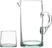 [Nicola Spring] Recycled Glassware Set - Clear - 7pc - 6 Glasses & 1 Water, Juice Jug - Clear